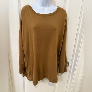 Talbots Women's Camel Brown Sweater Tunic in Wool Blend Size 1X